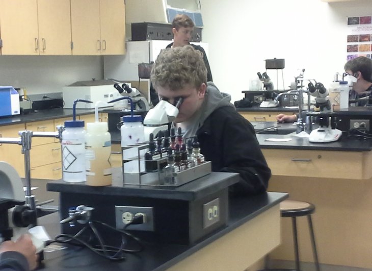 Students in School Activites (Athletics, Classrooms, Plays, Band, Art Projects) (PJHS Students in IUK Science Lab.jpg)